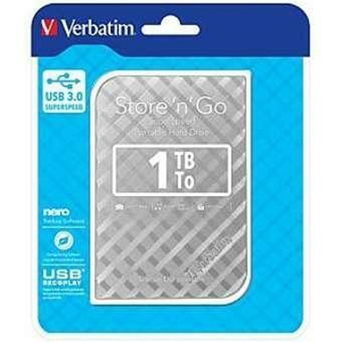 External Hard Drive Verbatim 53197 1 TB HDD Silver