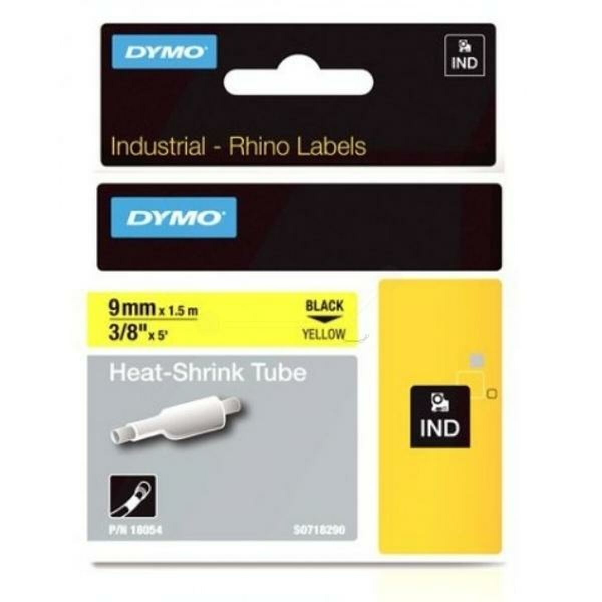 Laminated Tape for Labelling Machines Dymo ID1-9 Yellow Black 9 mm x 1,5 m