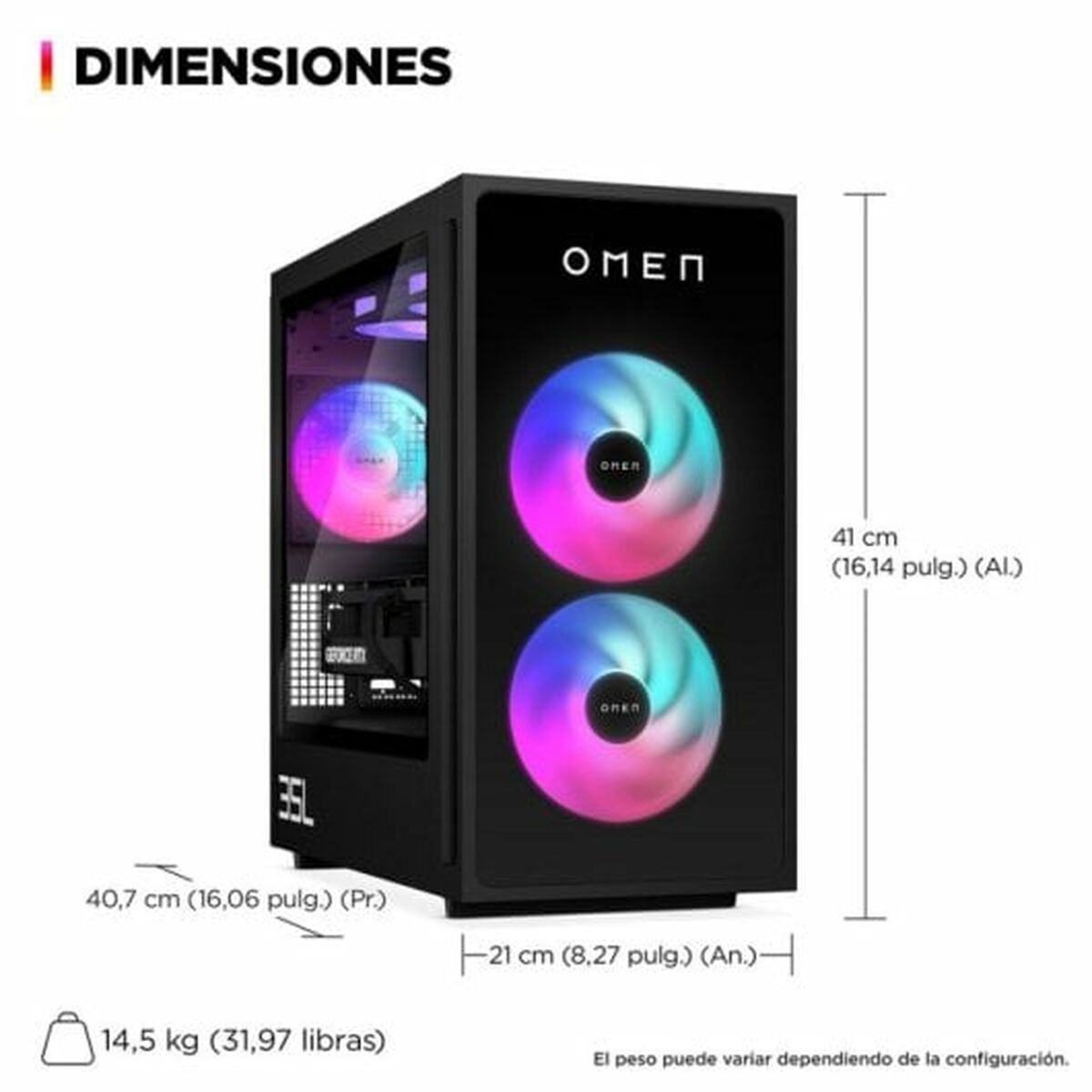 Desktop PC HP OMEN 35L GT16-0000ns Intel Core i5-14400F 16 GB RAM 1 TB SSD Nvidia Geforce RTX 4060