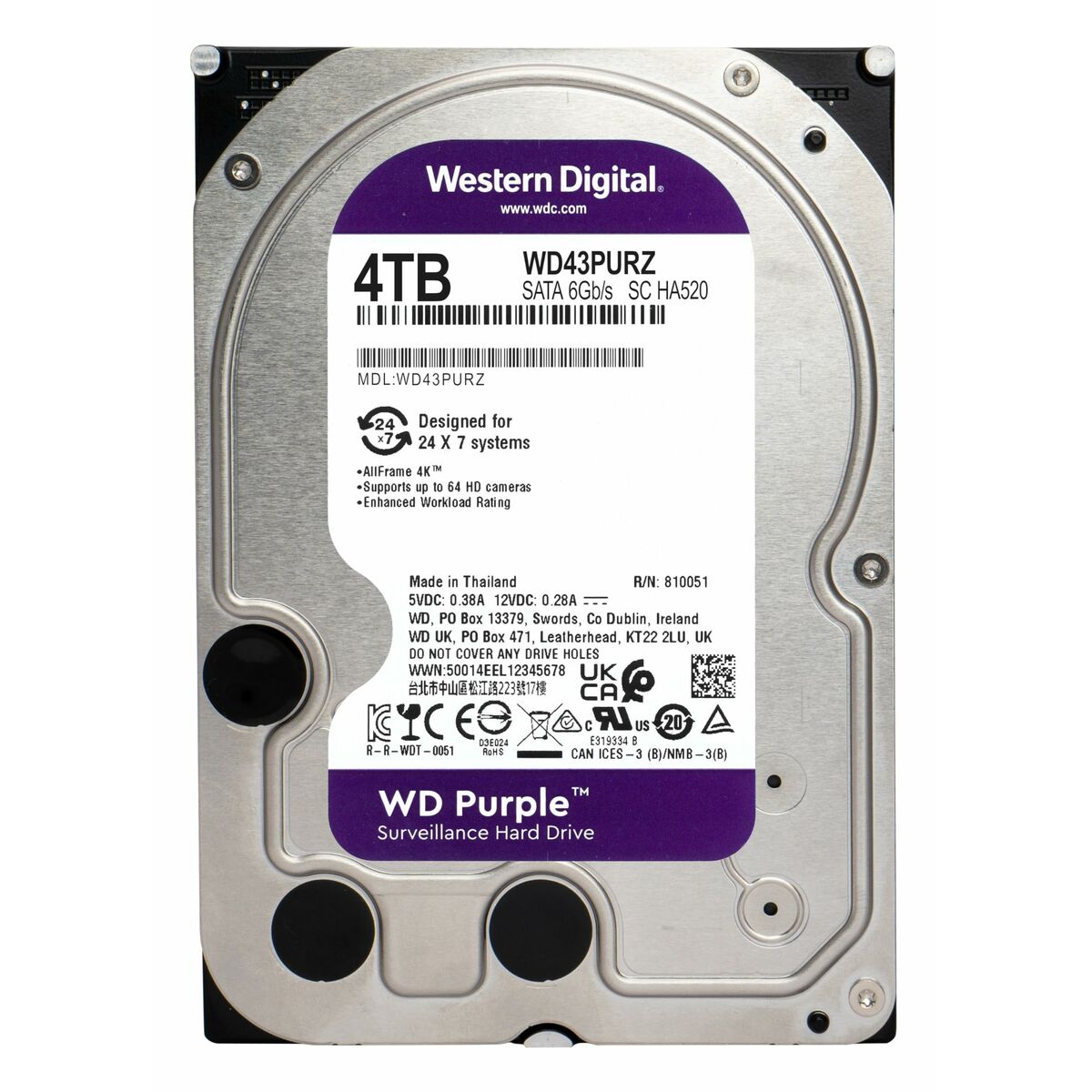 Hard Drive Western Digital WD43PURZ 3,5" 4TB 4 TB SSD 4 TB HDD