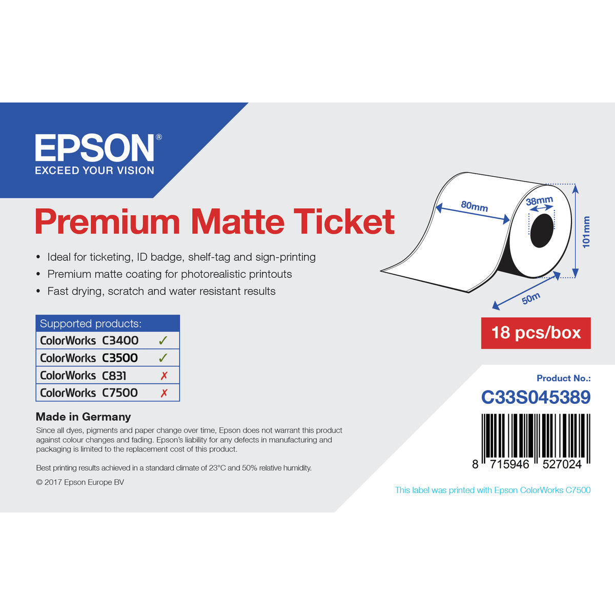 Printer Labels Epson C33S045389