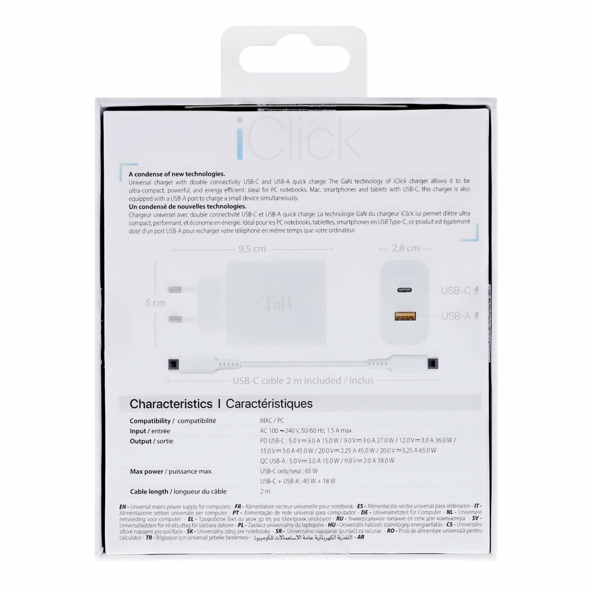 Wall Charger + USB-C Cable TNB CHNBTINY65 65 W