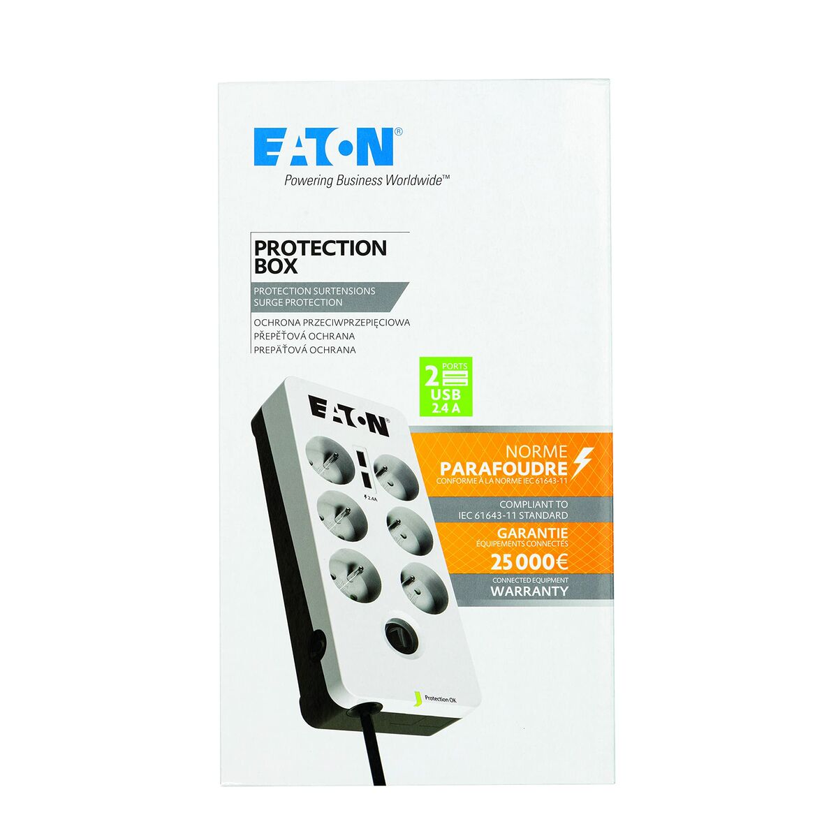 Power Socket - 6 Sockets with Switch Eaton PB6UF White (1,5 m)