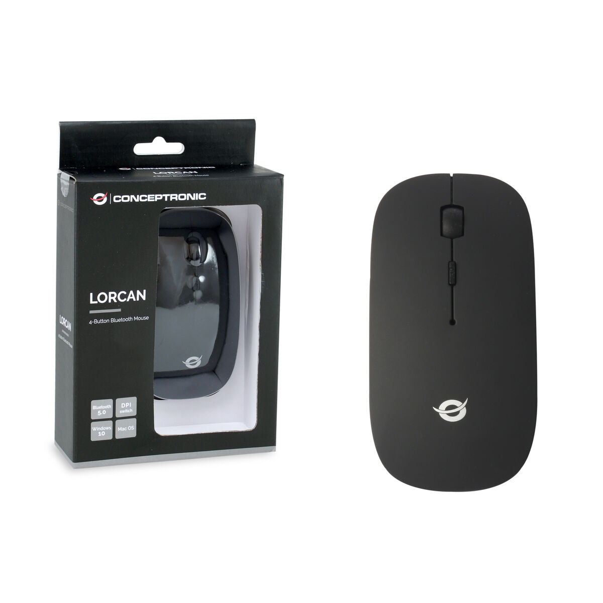 Optical Wireless Mouse Conceptronic LORCAN01 Black 1600 dpi