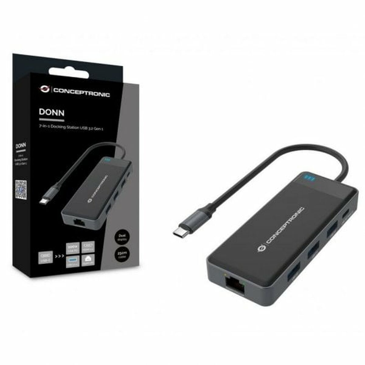 USB Hub Conceptronic DONN14G Black Grey 100 W