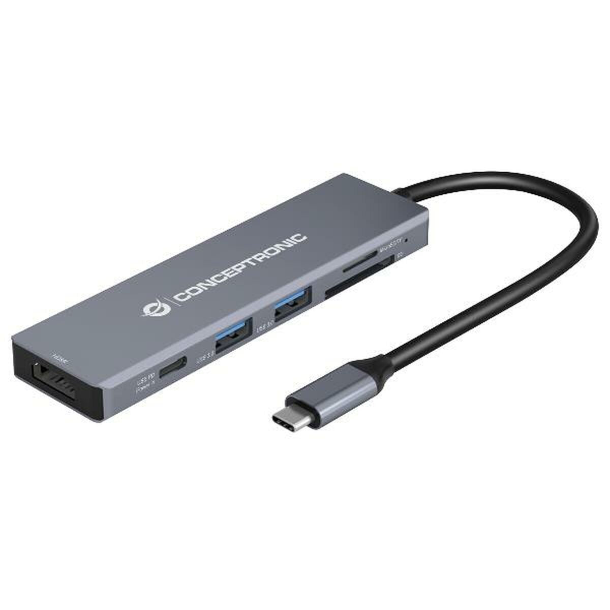 USB Hub Conceptronic 110520207101 Grey 100 W