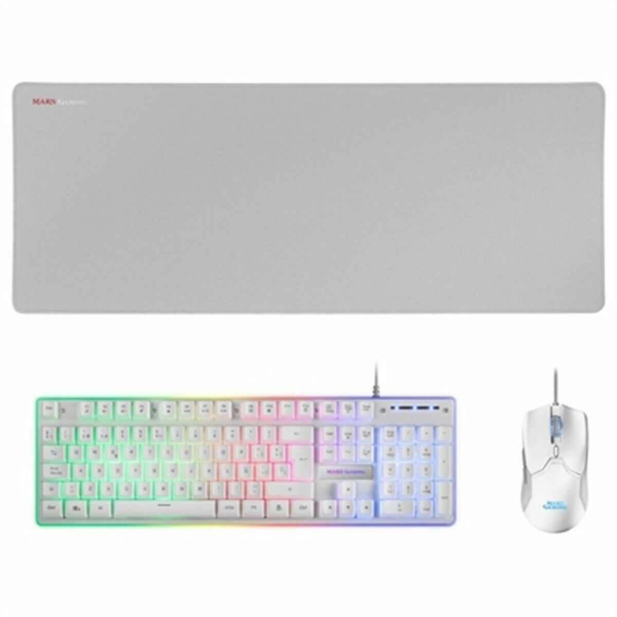 Keyboard with Gaming Mouse Mars Gaming MCPXWES White Spanish Qwerty QWERTY LED RGB