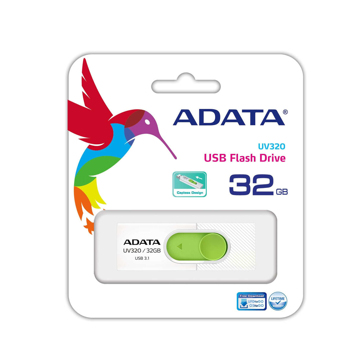 USB stick Adata UV320 White/Green 32 GB