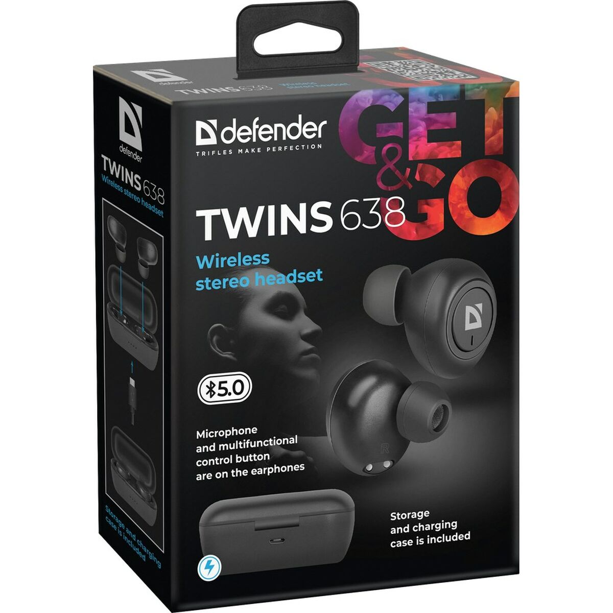 In-ear Bluetooth Headphones Defender Twins 638 Black