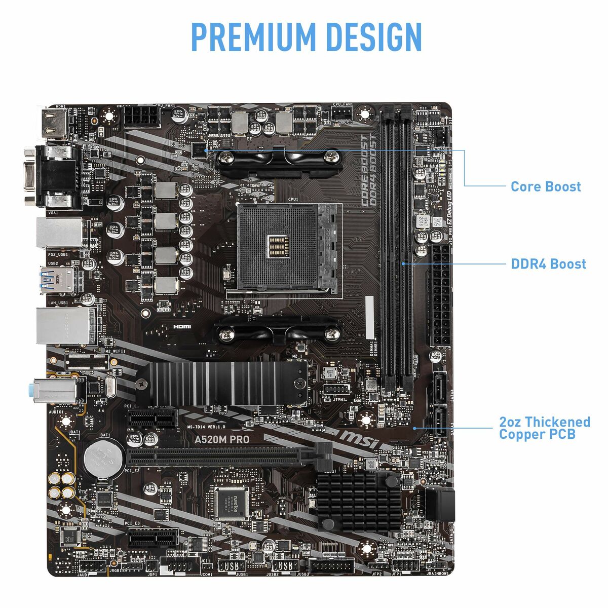 Motherboard MSI A520M PRO AMD A520 AMD AM4