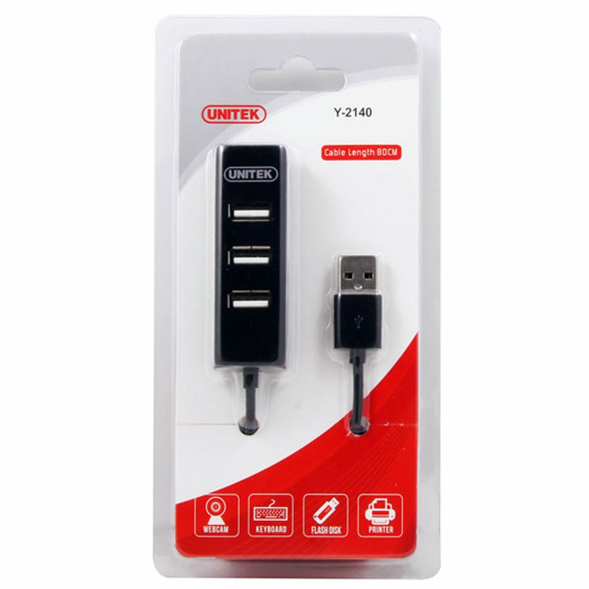 3-Port USB Hub Unitek Y-2140 Black