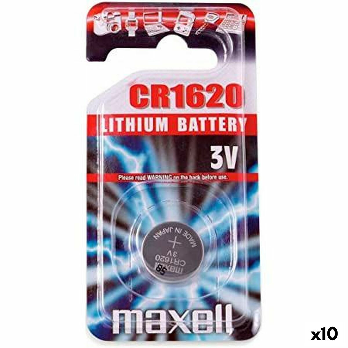 Button battery Maxell 3V CR1620 (10 Units)