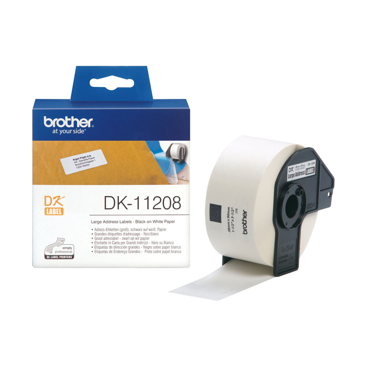 Printer Labels Brother DK11208 White Black/White