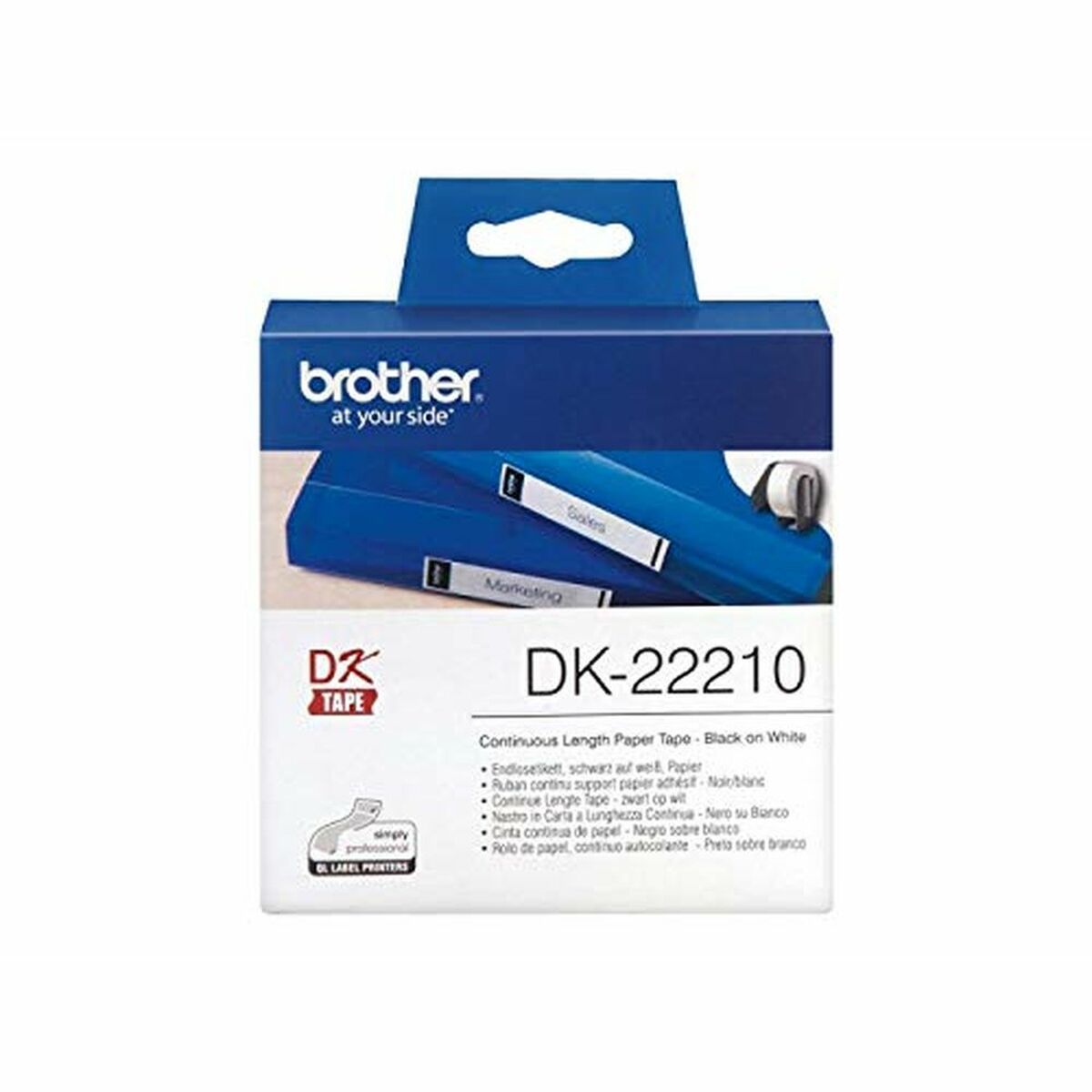 Continuous Paper for Printers Brother DK22210 29 x 30,48 mm White Black 80 g/m² (1 Unit)