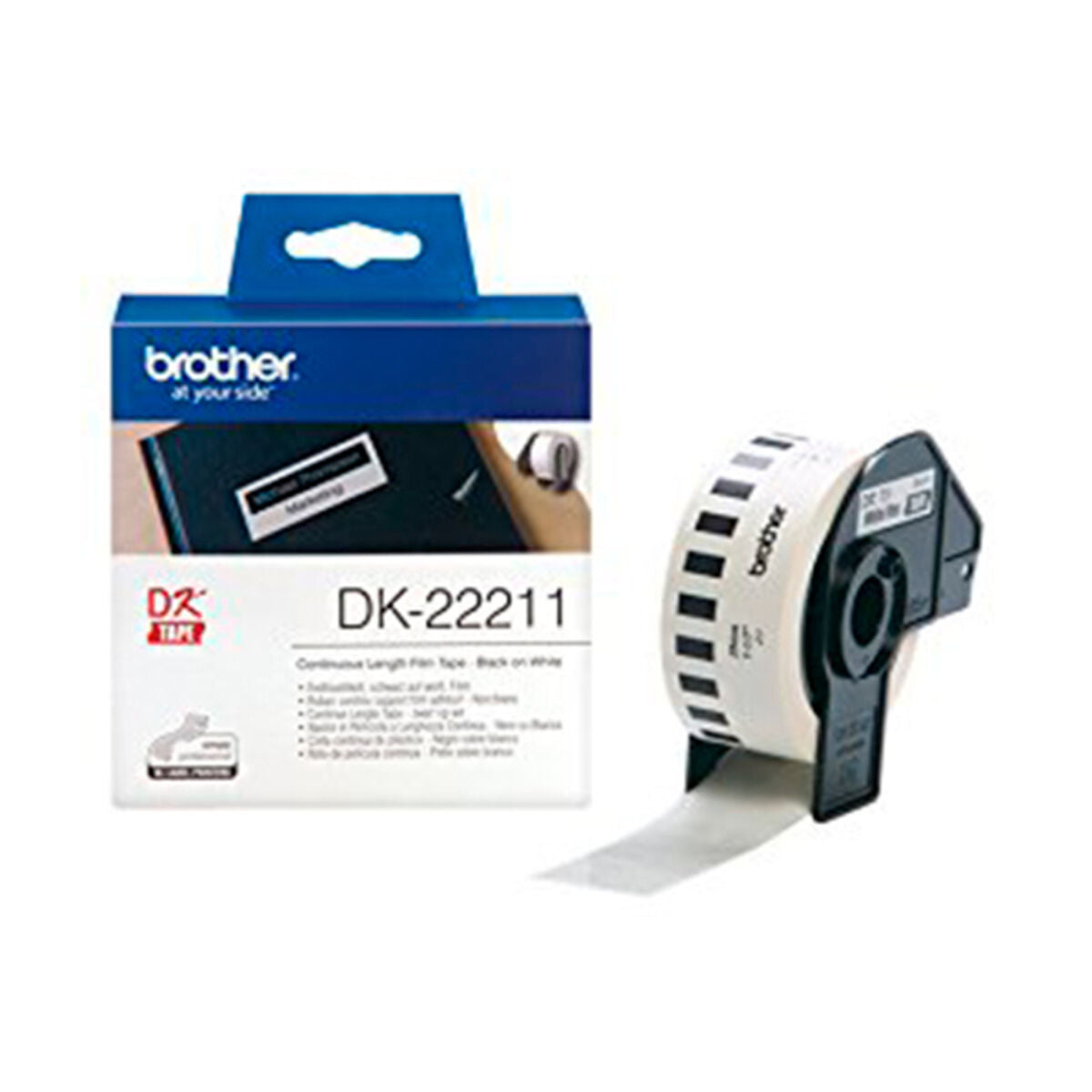 Laminated Tape Brother DK-22211 29 mm White Black/White