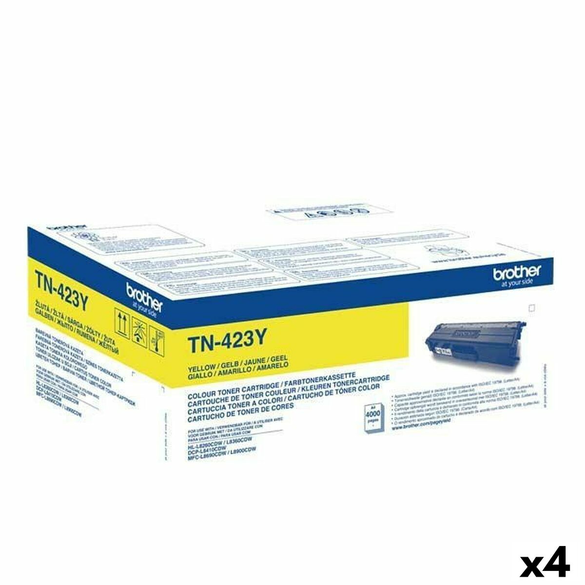 Original Toner Brother HLL8260CDW HLL8360CDW HLL9310CDW TN423Y Yellow (4 Units)