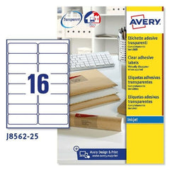 Printer Labels Avery J8562 25 Sheets 99,1 x 33,9 mm Transparent (5 Units)