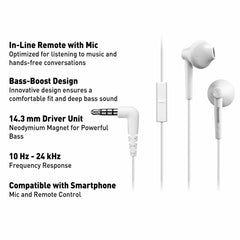 Headphones with Microphone Panasonic RP-TCM55E-W White