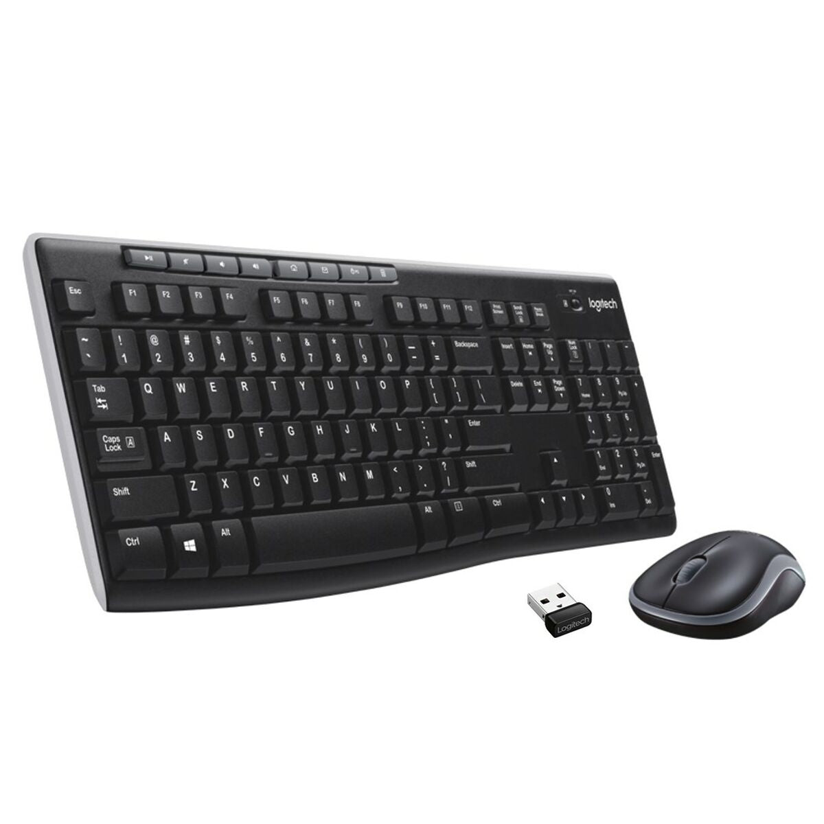 Keyboard and Wireless Mouse Logitech MK270 Black Silver Qwerty US