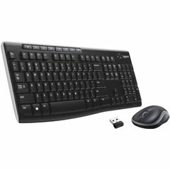 Keyboard and Wireless Mouse Logitech MK270 Black French AZERTY