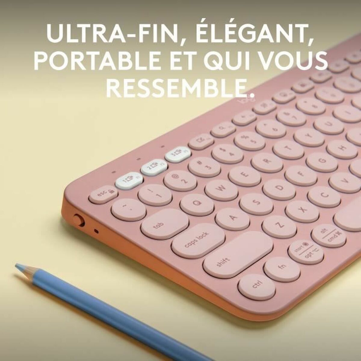 Bluetooth Keyboard with Support for Tablet Logitech K380 French Pink AZERTY