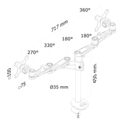 Screen Table Support Neomounts FPMA-D935DG 10" 27"