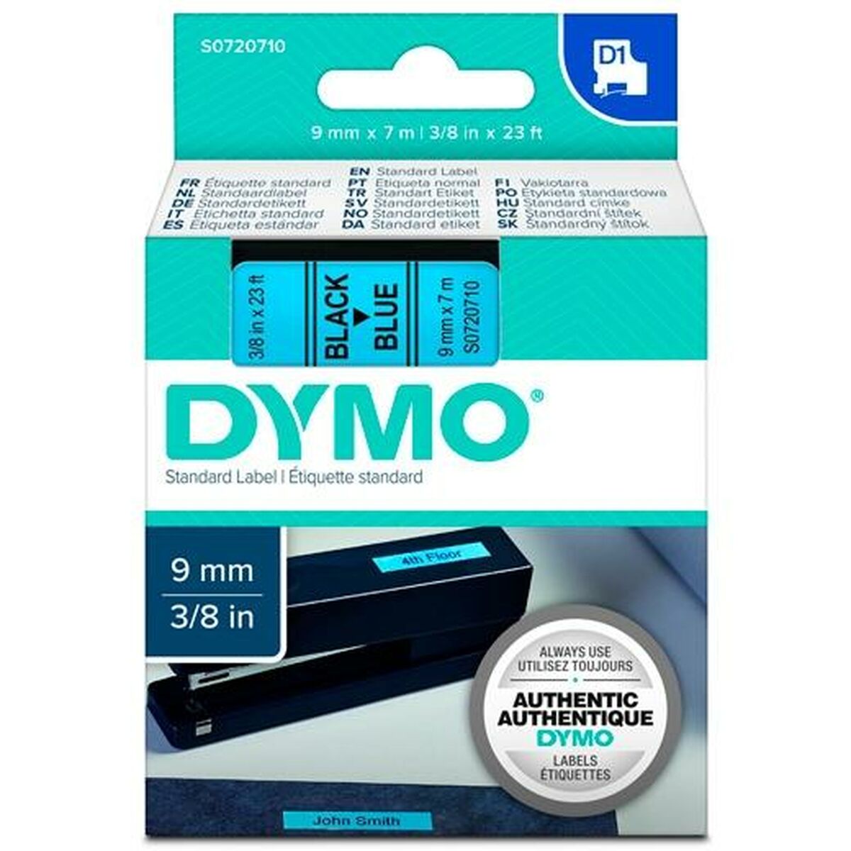 Laminated Tape for Labelling Machines Dymo D1 40916 9 mm LabelManager™ Black Blue (5 Units)