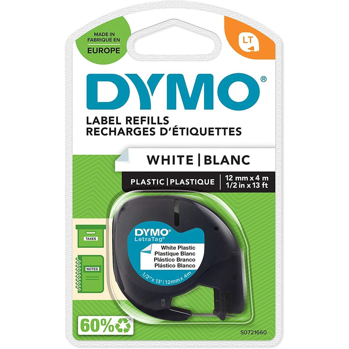 Laminated Tape for Labelling Machines Dymo 91221 12 mm