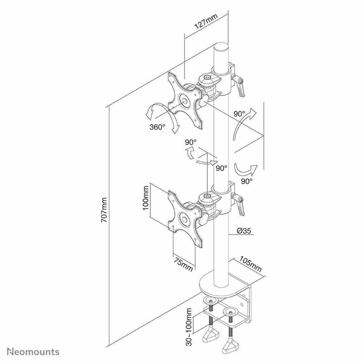 TV Mount Neomounts FPMA-D700DV 10-27" 27" 10" 6 Kg