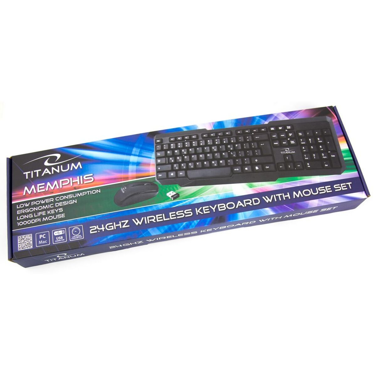 Keyboard and Mouse Titanum TK108 Black Qwerty US