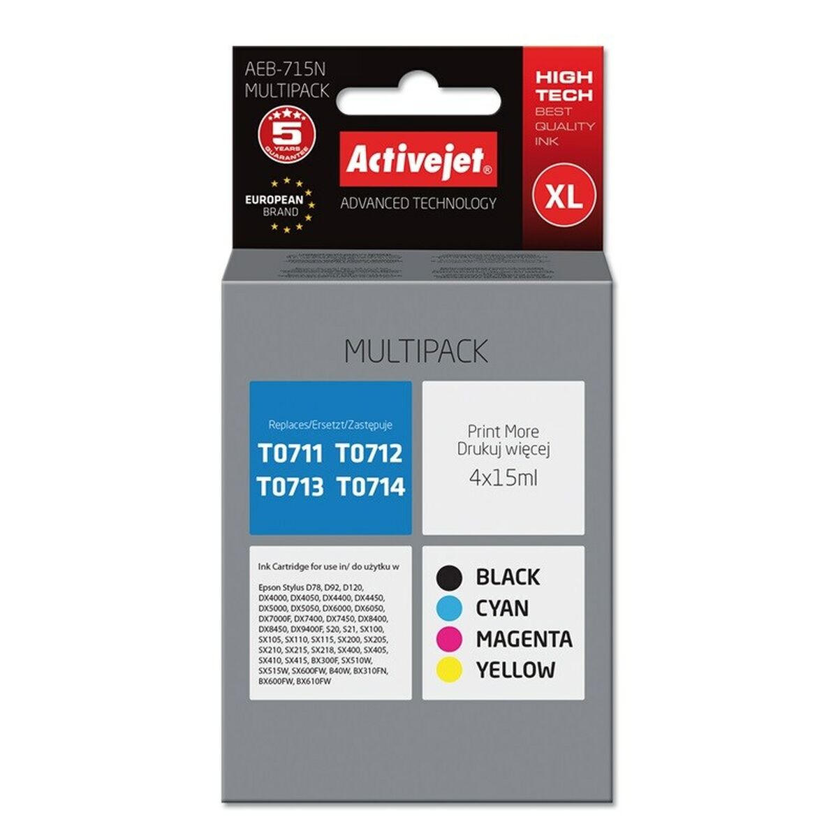 Original Ink Cartridge Activejet AEB-715N Black/Cyan/Magenta/Yellow 3