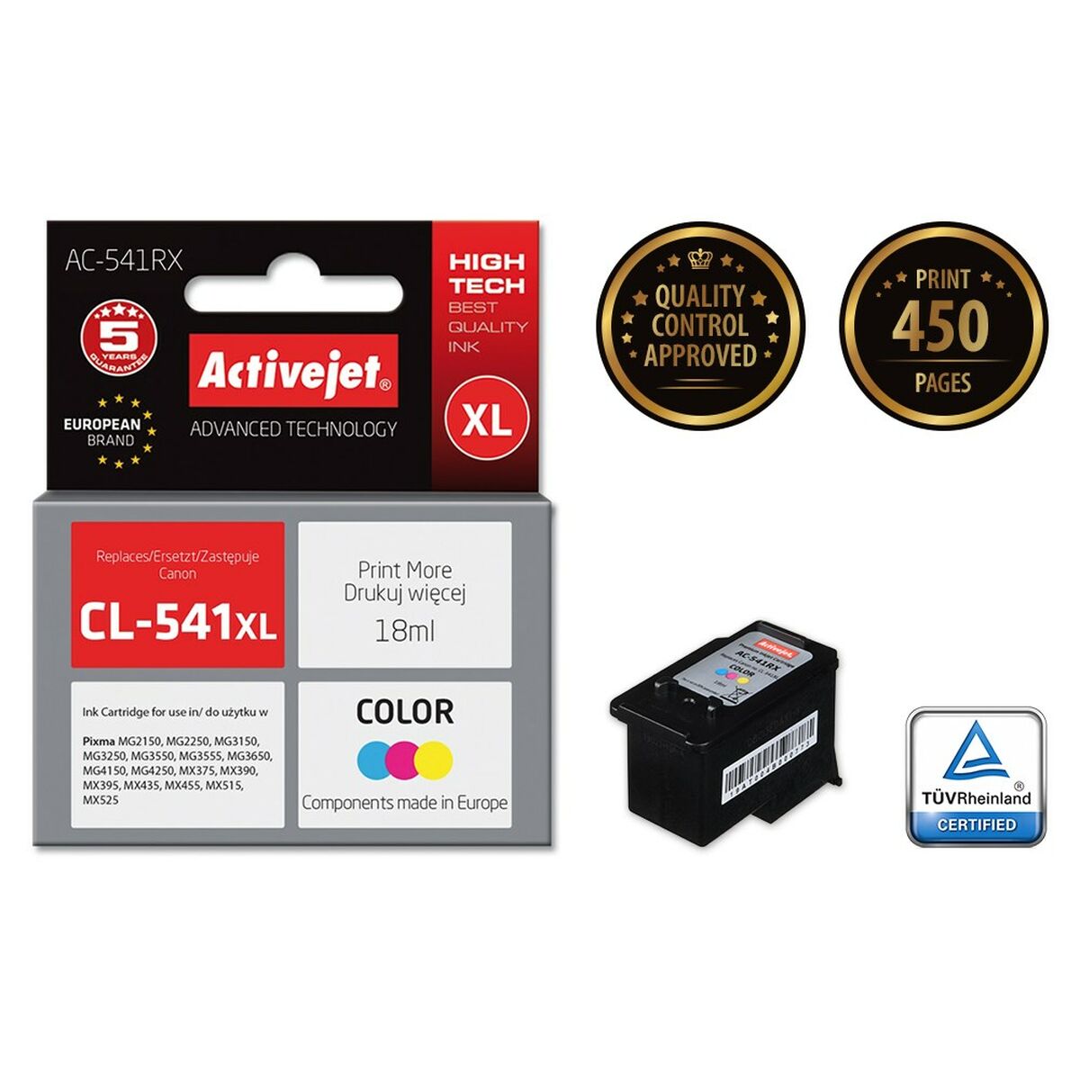 Original Ink Cartridge Activejet AC-541RX Cyan/Magenta/Yellow