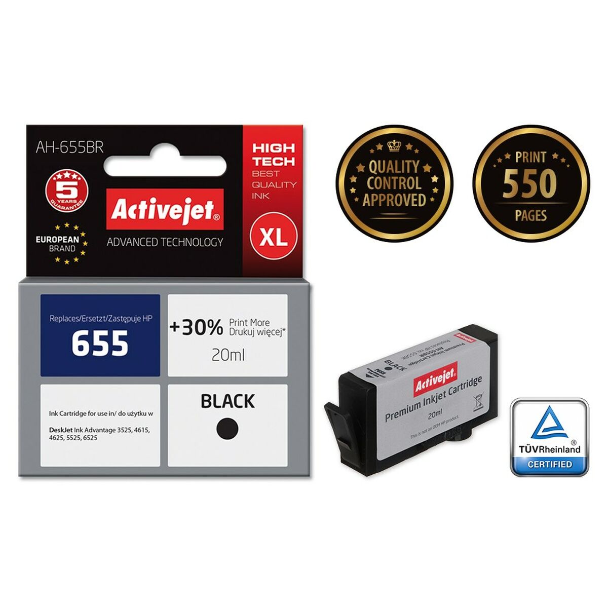 Original Ink Cartridge Activejet AH-655BR Black