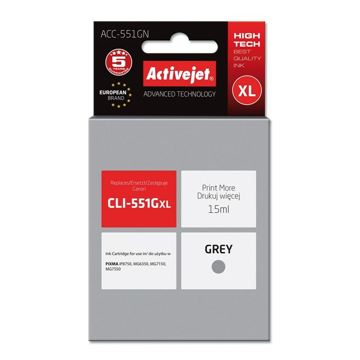 Compatible Ink Cartridge Activejet ACC-551GN Grey