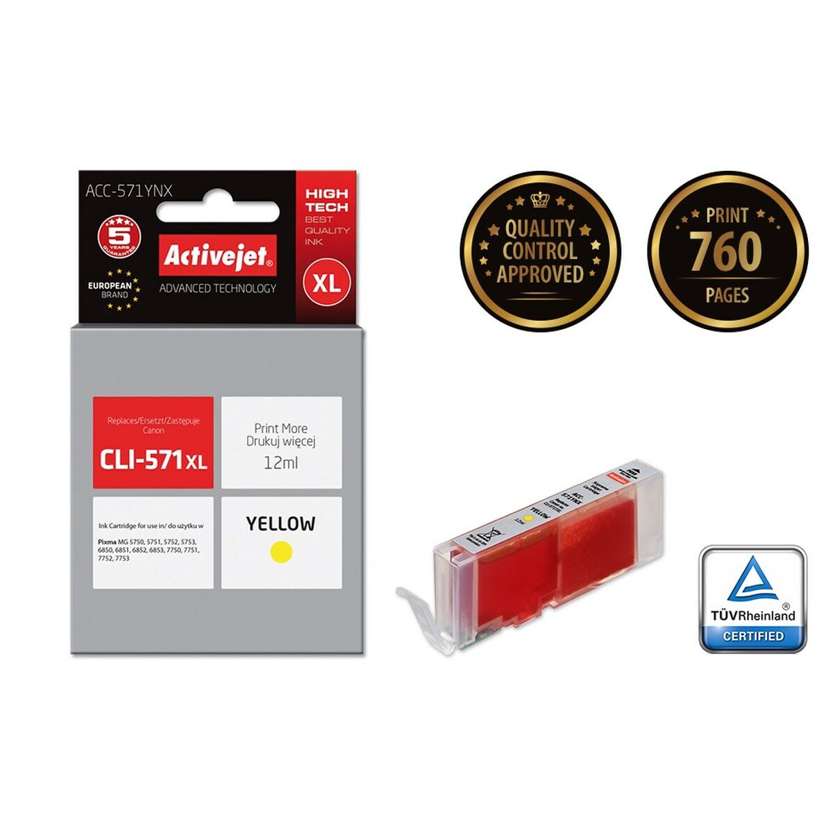 Original Ink Cartridge Activejet ACC-571YNX Yellow