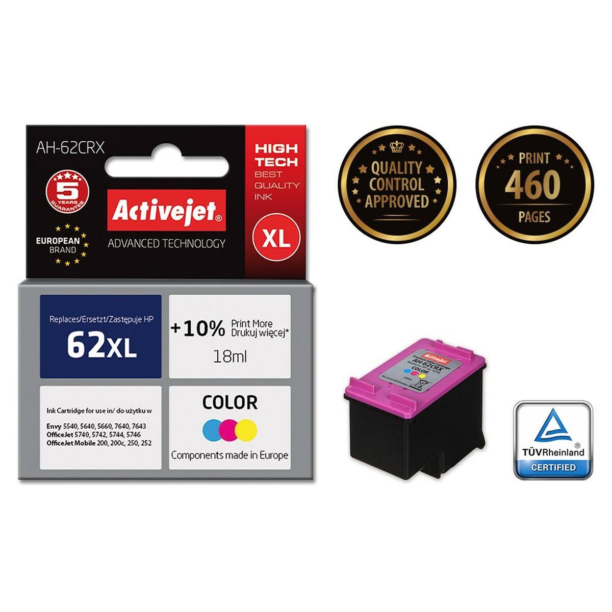 Original Ink Cartridge Activejet AH-62CRX Cyan/Magenta/Yellow