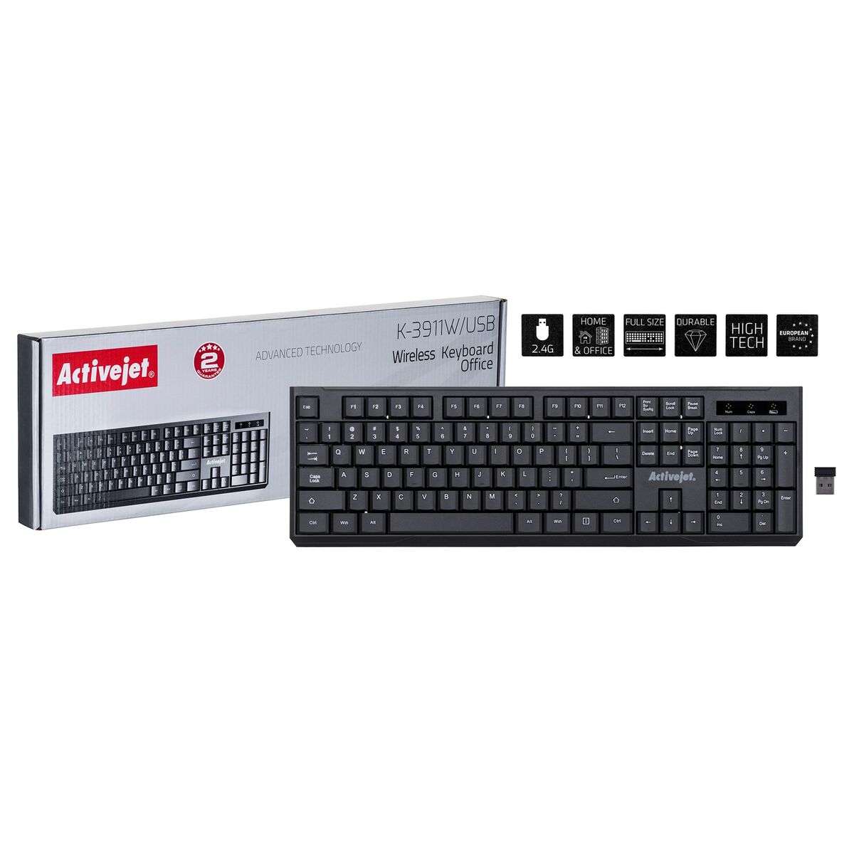 Keyboard Activejet K-3911W Black QWERTY