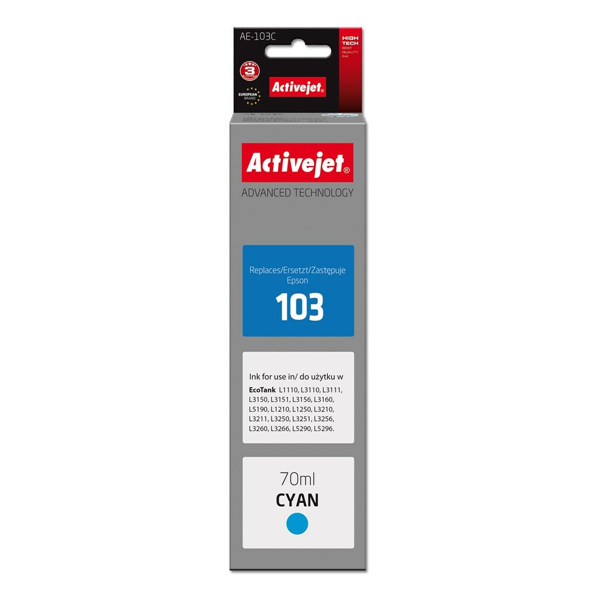 Original Ink Cartridge Activejet AE-103C Blue