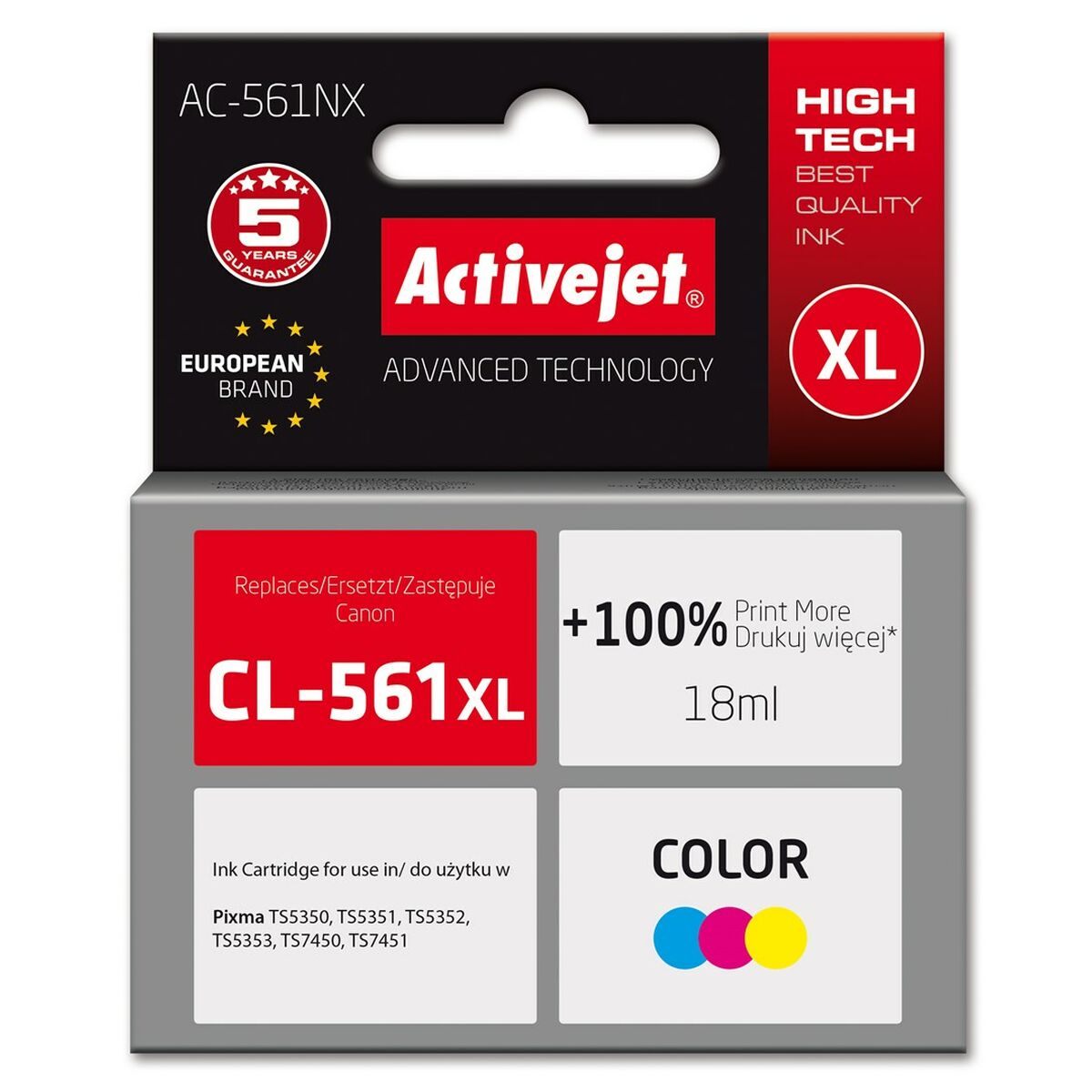 Original Ink Cartridge Activejet AC-561NX Cyan/Magenta/Yellow