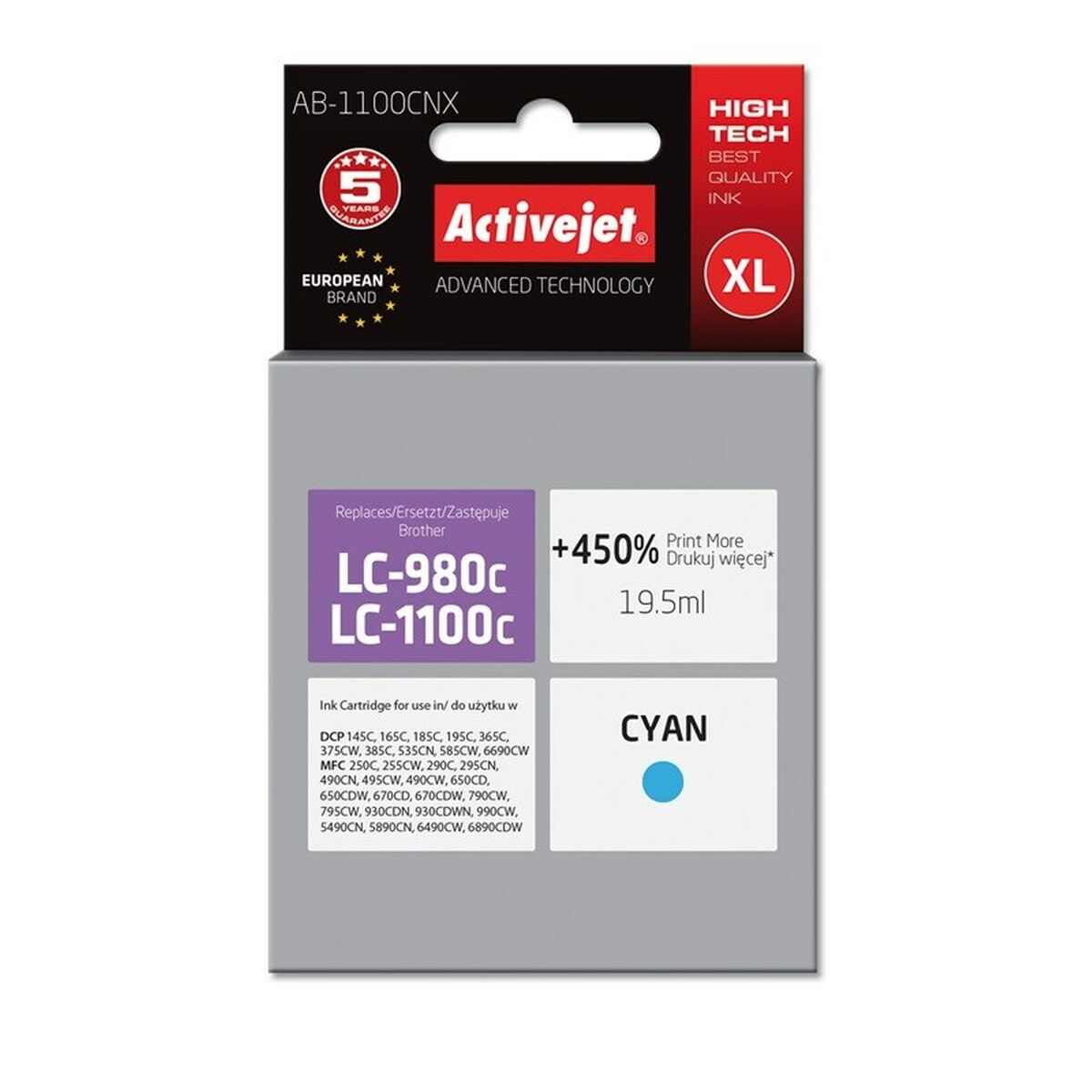 Original Ink Cartridge Activejet AB-1100CNX Cyan