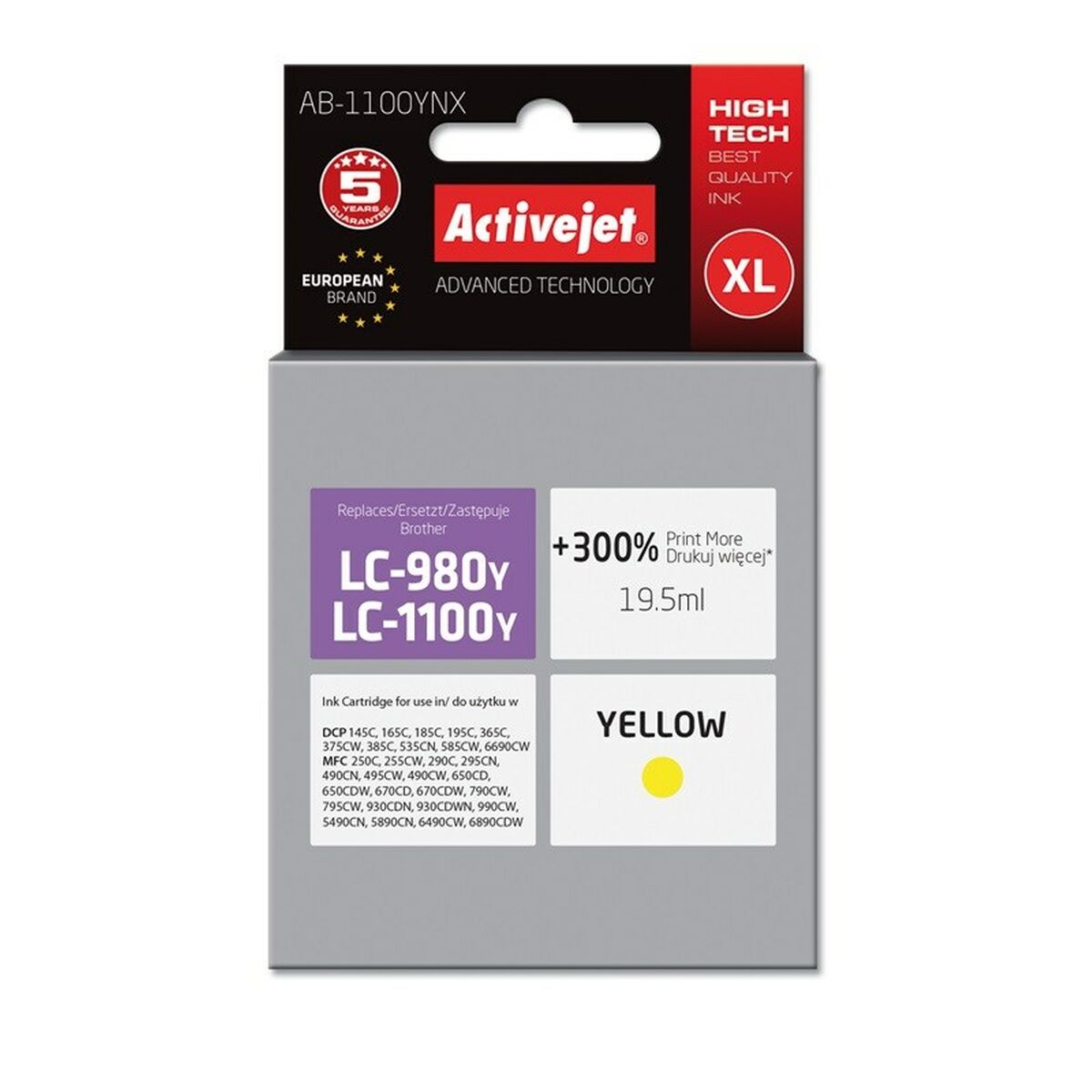 Original Ink Cartridge Activejet AB-1100YNX Yellow White