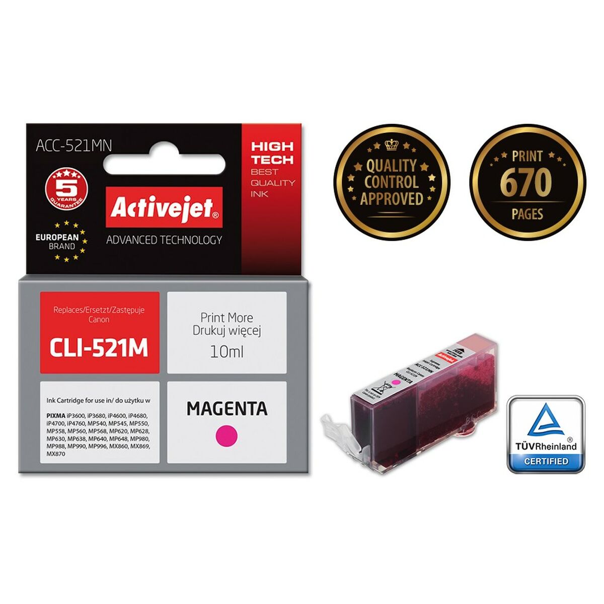 Original Ink Cartridge Activejet ACC-521MN Magenta