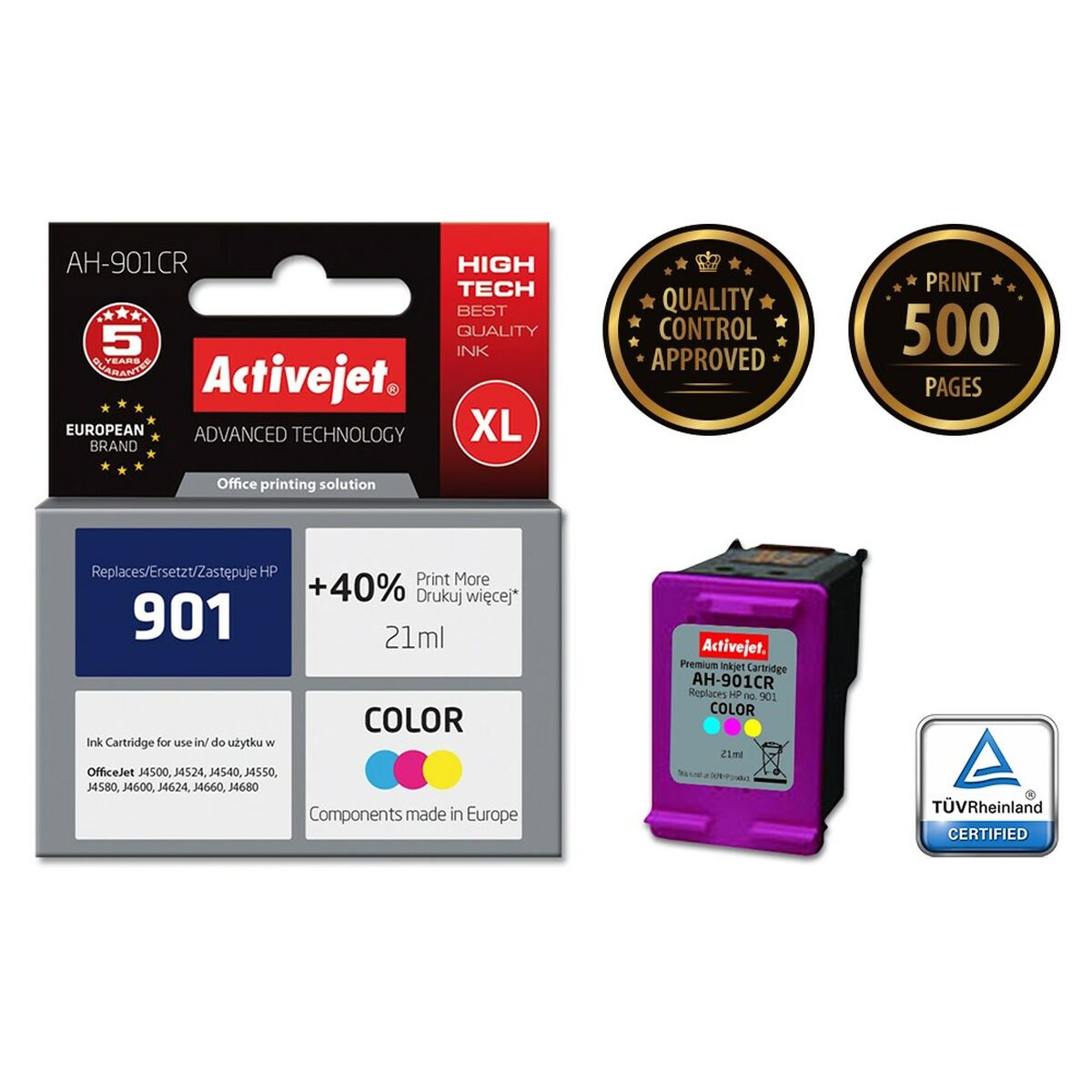 Original Ink Cartridge Activejet AH-901CR Cyan/Magenta/Yellow