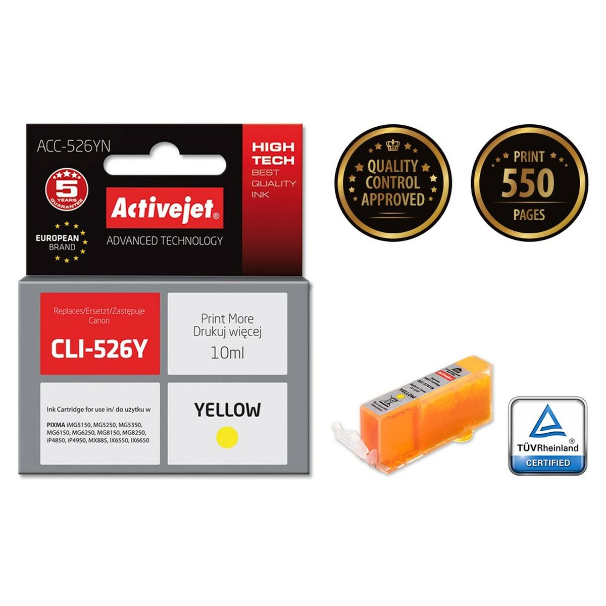 Original Ink Cartridge Activejet ACC-526YN Yellow