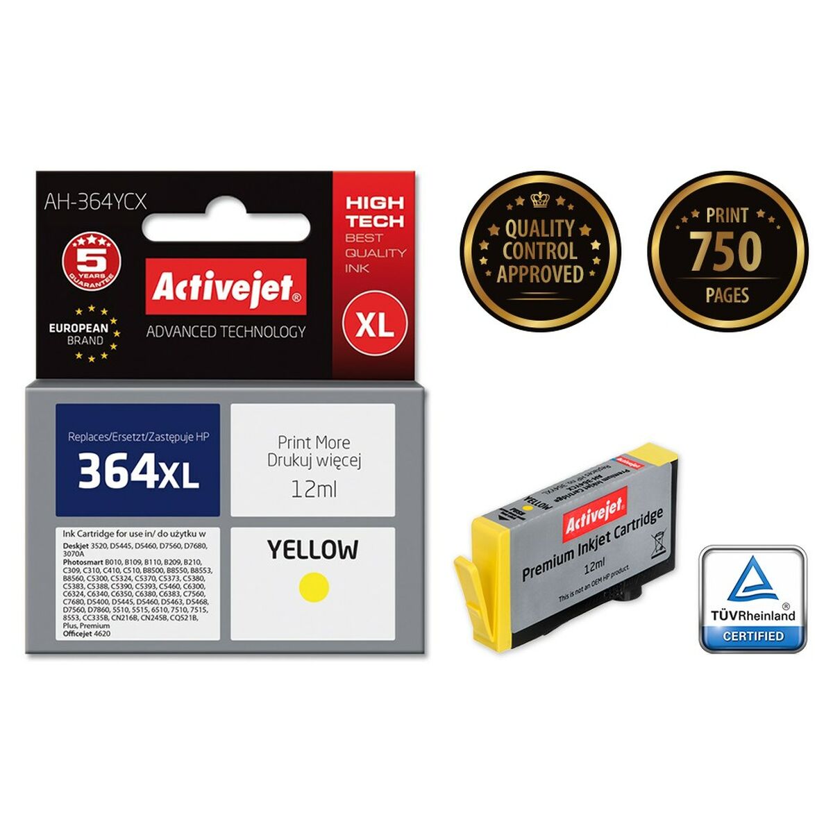 Original Ink Cartridge Activejet AH-364YCX Yellow