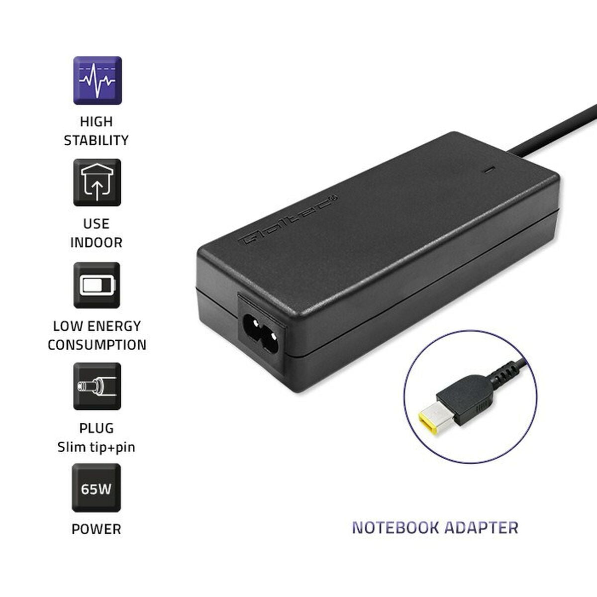 Laptop Charger Qoltec 50053 65 W