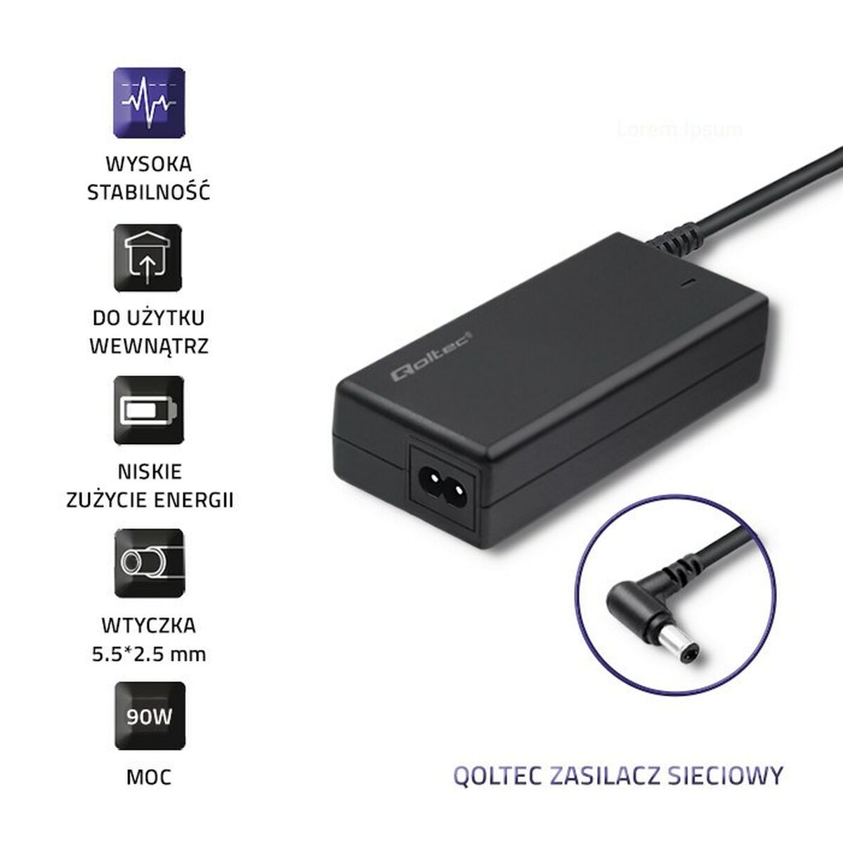 Laptop Charger Qoltec 50099.90W 90 W