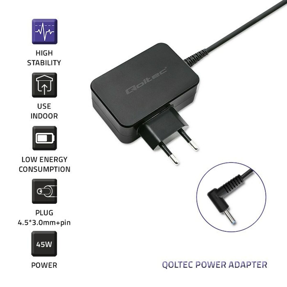 Laptop Charger Qoltec 51026 65 W