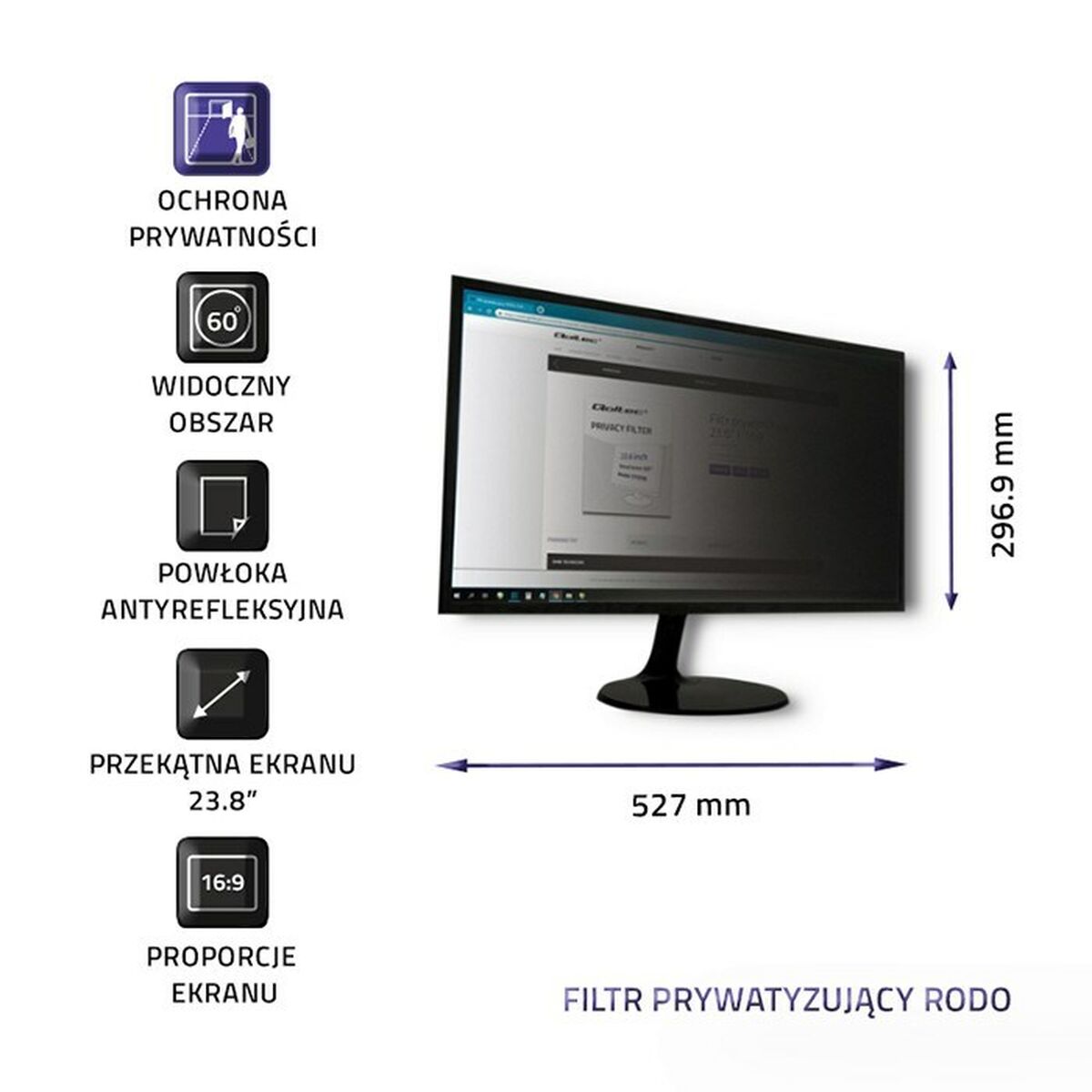 Privacy Filter for Monitor Qoltec 51059