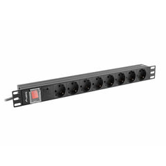 Schuko 19" 8 Way Multi-socket Adapter Lanberg PDU-08F-0200-BK